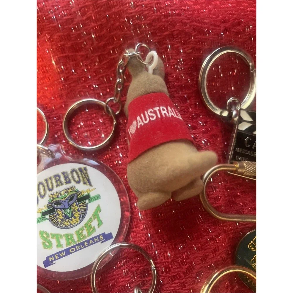 Vintage Souvenir Keychain Lot of 13 Oregon Grand Canyon Cancun Bourbon Street